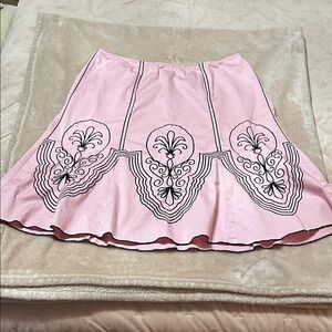 Heart Soul Pink and Black Embroidered A-Line Skirt
